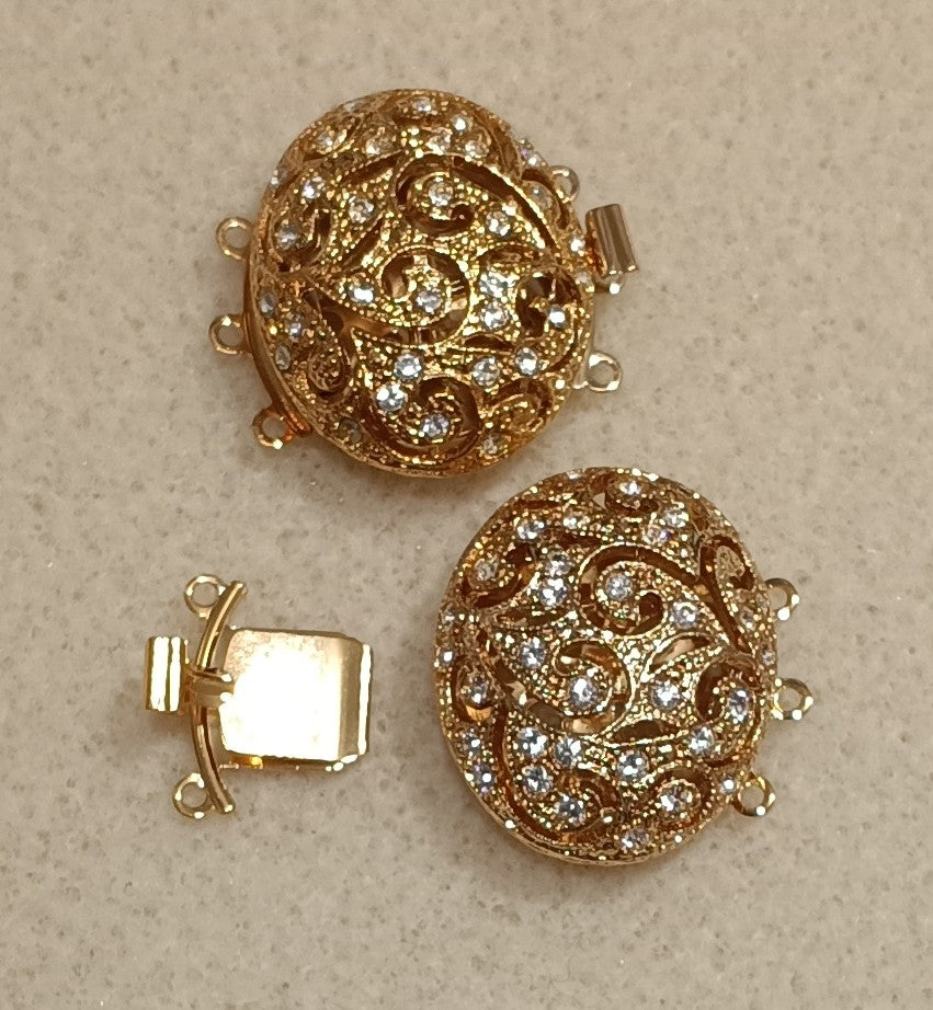 Claspgarten Gold clasp with 3 rows 14277 - 28x19mm