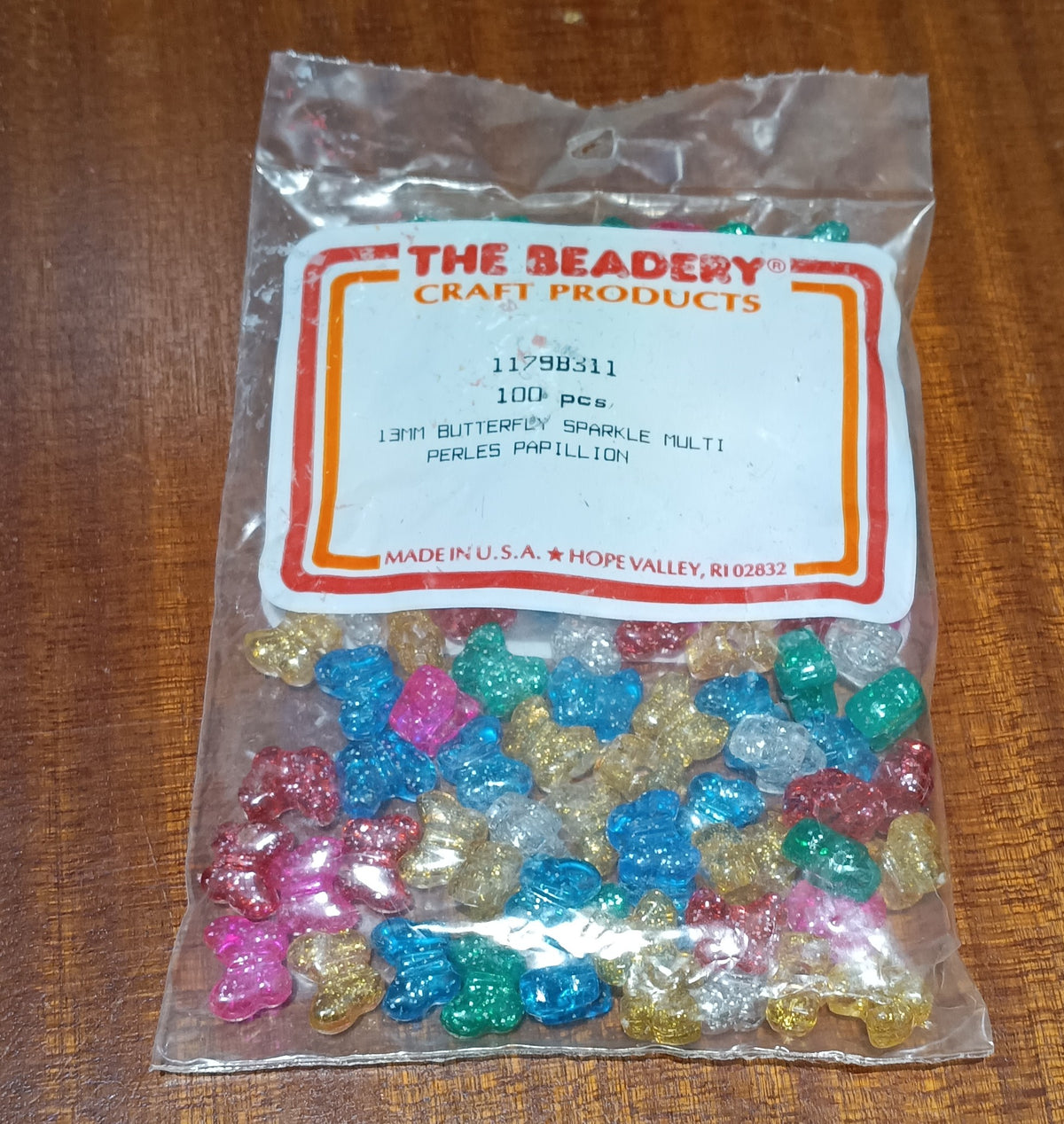 100 x 13mm Butterfly shaped sparkle beads