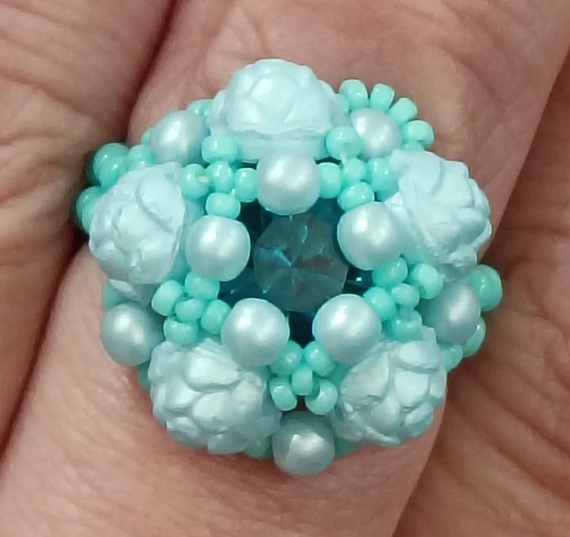 Bead Kit - Rose Window Ring in Pastel Blue and Turquoise - Only available with orders over £30.00