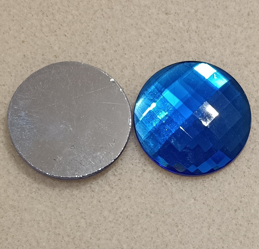 2673 - 31mm Flat back Chessboard cabochon in Blue