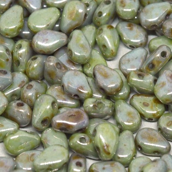 20 x Round DropDuo in Chalk White/Green Lustre