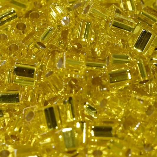 0006 - 10g Miyuki 4mm cubes in Silver lined Yellow