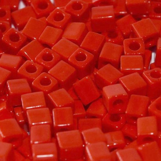 0407 - 10g Miyuki 4mm cubes in Opaque Red