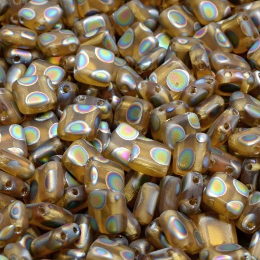 10 x 6mm Czech tiles in Matt Light Topaz with Vitrail Spots
