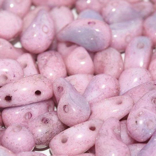 20 x Left Zoliduo beads in Alabaster/Lila Lustre