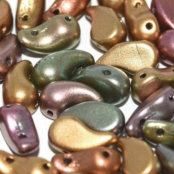 20 x Right Zoliduo beads in Purple Iris Gold