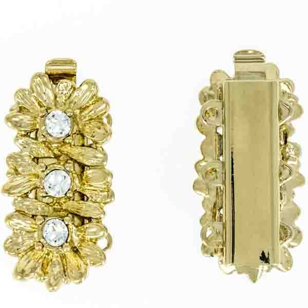 Claspgarten Gold flower clasp with 3 rows 13861 - 23x10mm