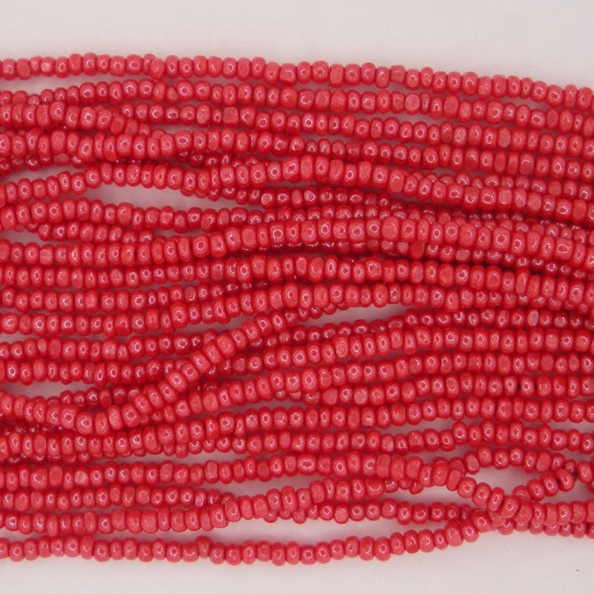 1 string of Size 13/0 Czech charlottes in Opaque Cherry Red Lustre