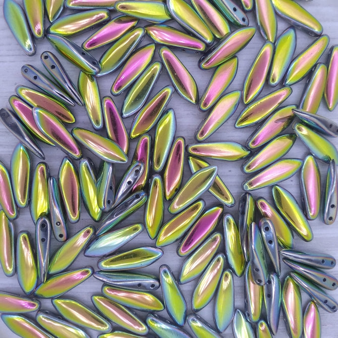 10 x two hole daggers in Full Vitrail (5x16mm)