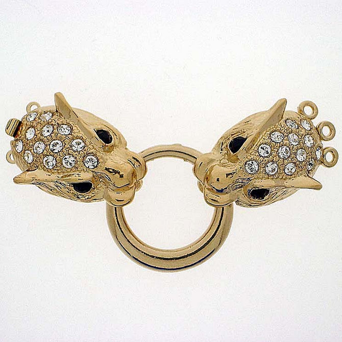 Claspgarten Gold Leopard clasp with 3 rows 14157 - 55x22mm