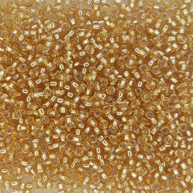 0004 - 10g Size 11/0 Miyuki seed beads in Silver lined Dark Gold