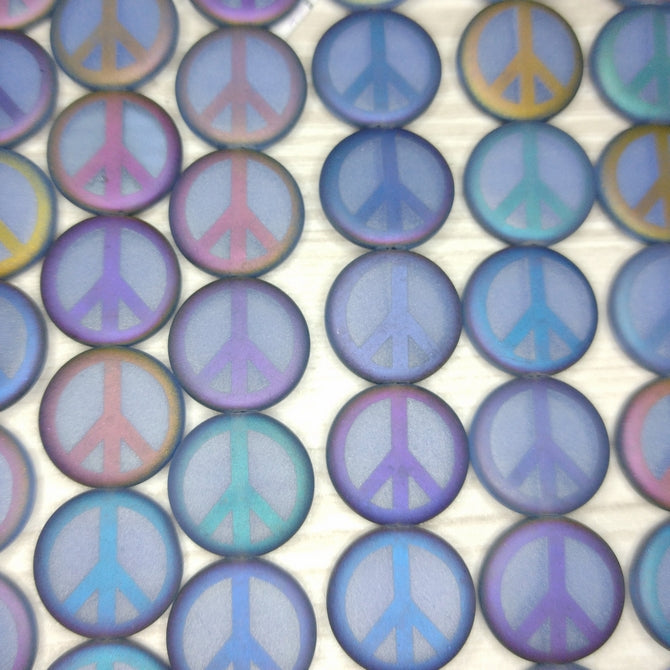 8 x 16mm discs in Matt Dark Blue with laser etched Peace Symbol