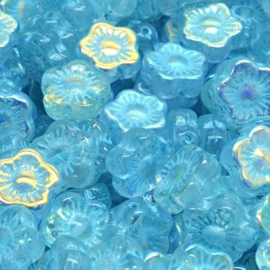 10 x 10mm Sunset flowers in Turquoise AB