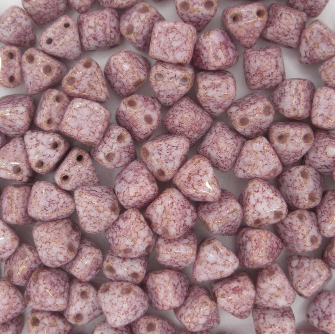 10 x 6mm pyramids in Alabaster/Teracota Purple