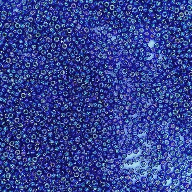 1020 - 10g Size 11/0 Miyuki seed beads in Silver lined Cobalt AB