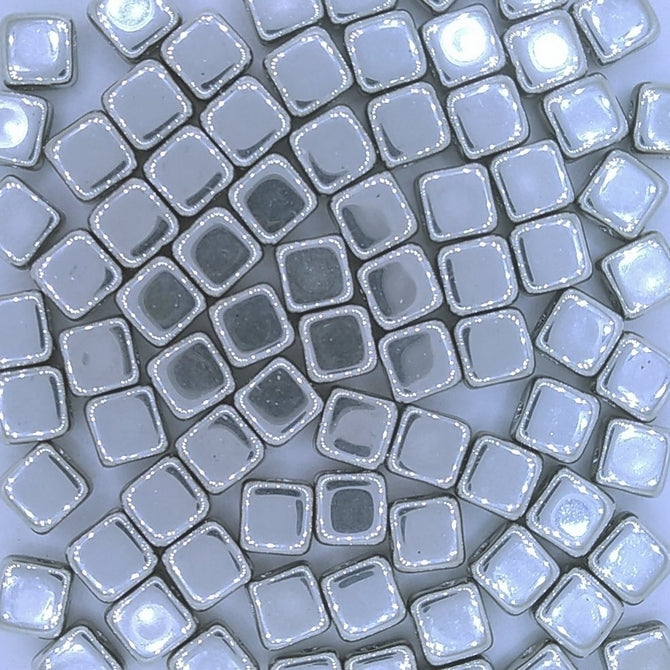 25 x 6mm Silky beads in Silver