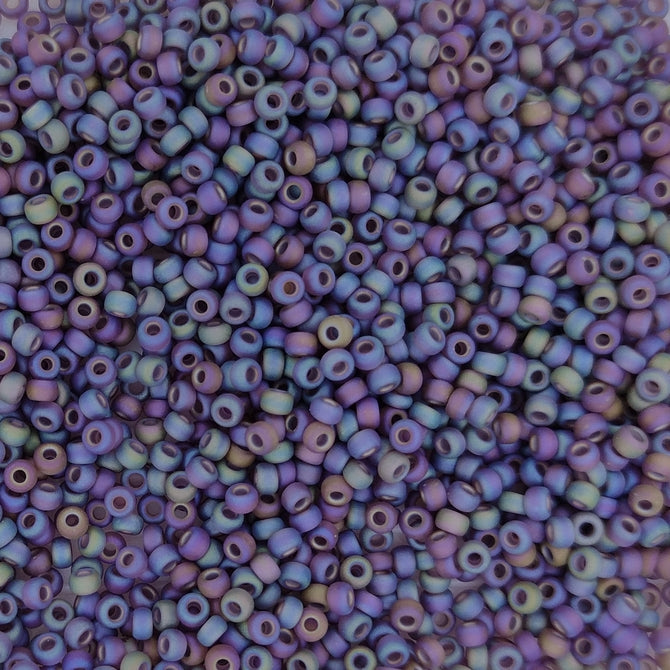 0153FR - 10g Size 11/0 Miyuki seed beads in Matt Dark Smoky Amethyst AB