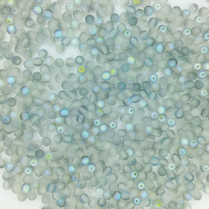 50 x 3mm round beads in Matt Blue Rainbow