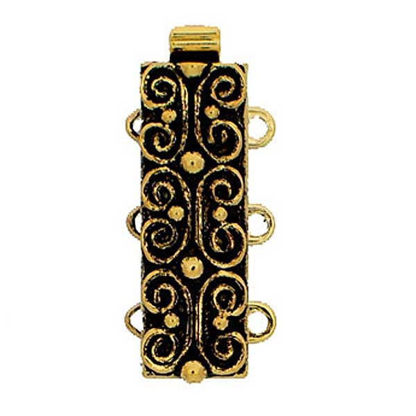 Claspgarten Old Gold clasp with 3 rows 13495 - 19x7mm