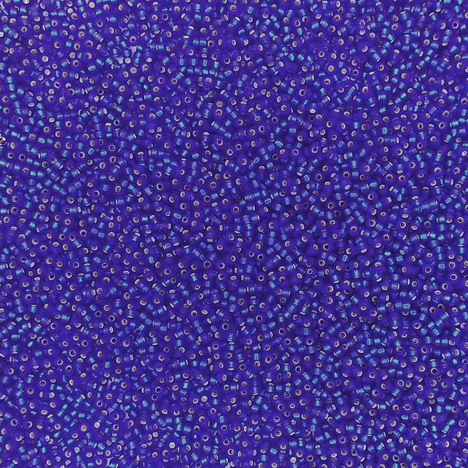 0020F - 5g Size 15/0 Miyuki seed beads in Matt Silver lined Cobalt