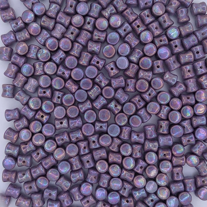 50 x diabolo beads in Chalk White Iris