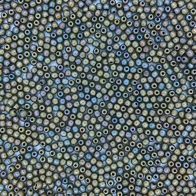 100 x 2mm round beads in Matt Metallic Leather