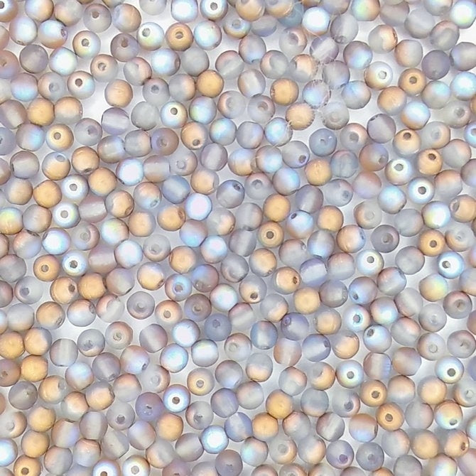 50 x 3mm round beads in Matt Copper Rainbow