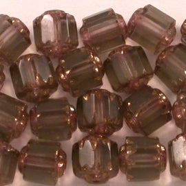 10 x 6mm window beads in Lavender Grey/Gold