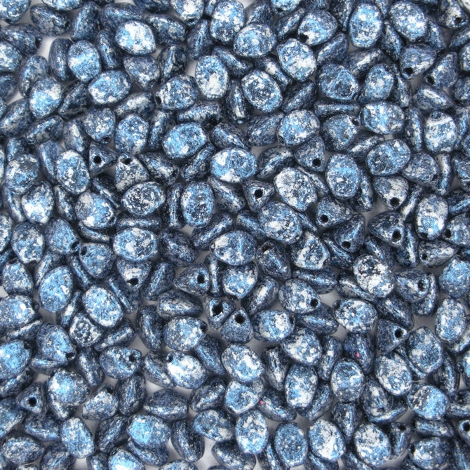 50 x pinch beads in Tweedy Blue (3x5mm)