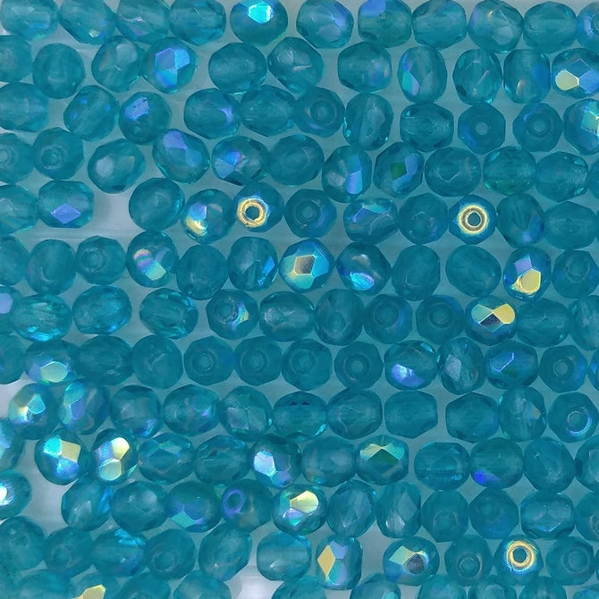 50 x 4mm faceted beads in Teal AB