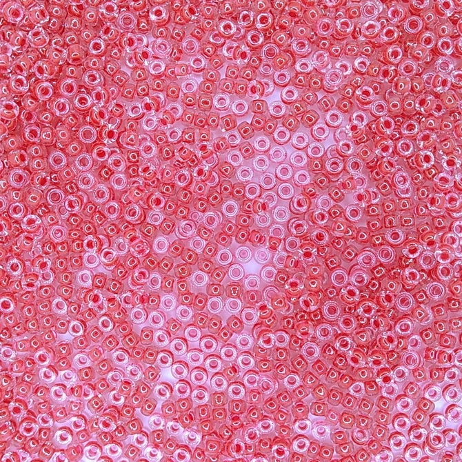0226 - 10g Size 8/0 Miyuki seed beads in Dark Coral lined Crystal