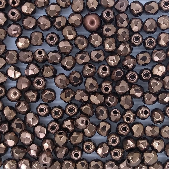 50 x 3mm faceted beads in Dark Bronze
