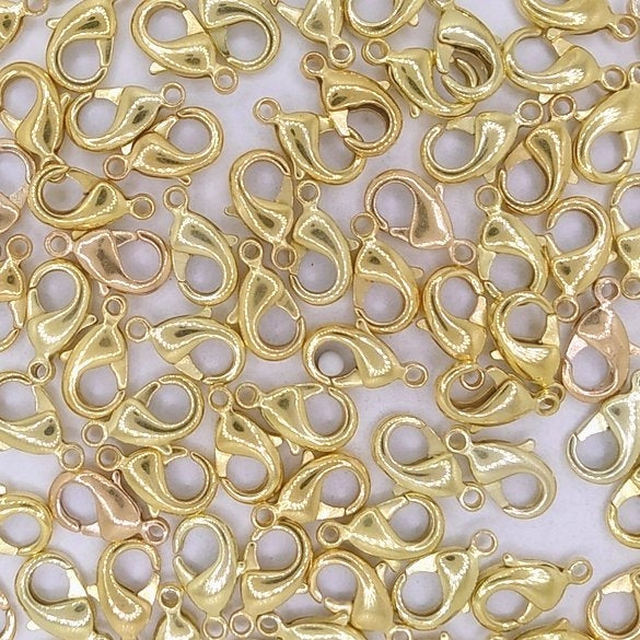 5 x 12mm Lobster Clasps in Gold with rings (UK Production)