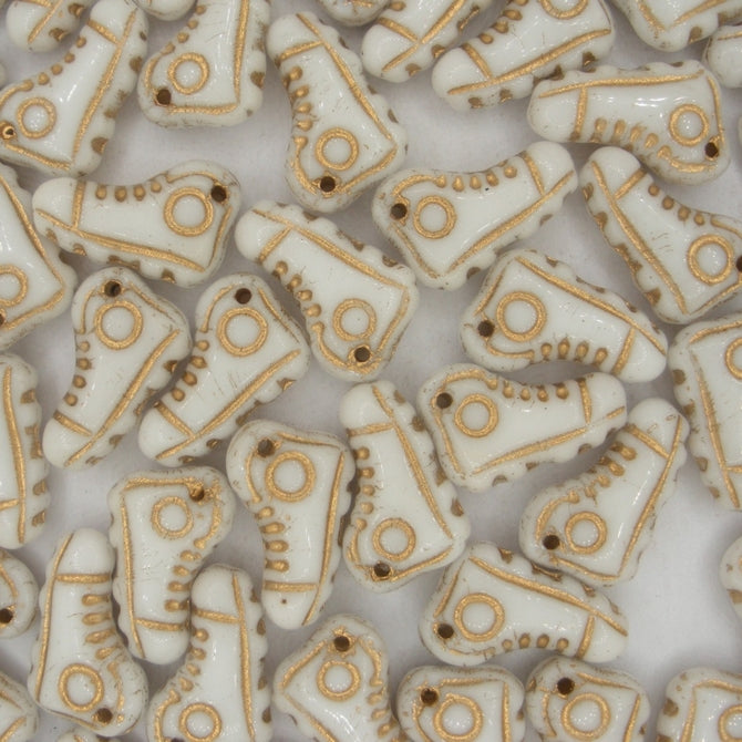 Pair of 15mm shoe beads in Gold and White