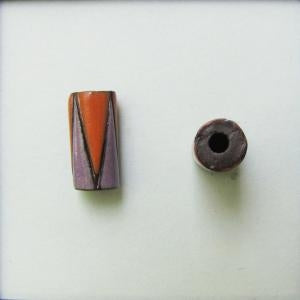 CTB-06-H tube bead with Orange and Purple triangles from Golem Studio