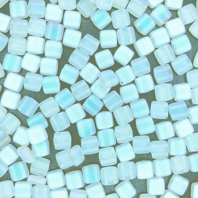 25 x 6mm Czech tiles in Matt White AB