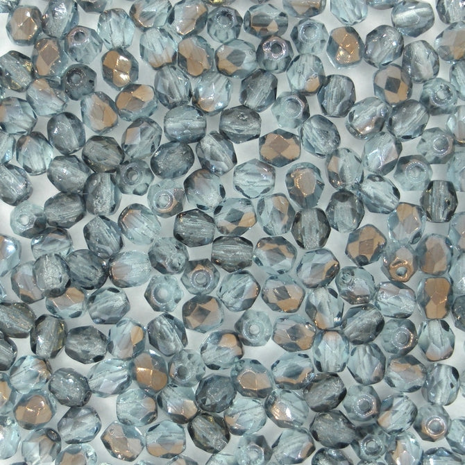 50 x 4mm faceted beads in Light Sapphire/Bronze