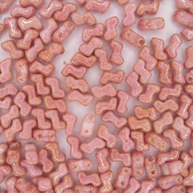 25 x Z beads in Pink Lustre