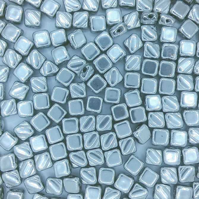 25 x 6mm Silky beads in Silver