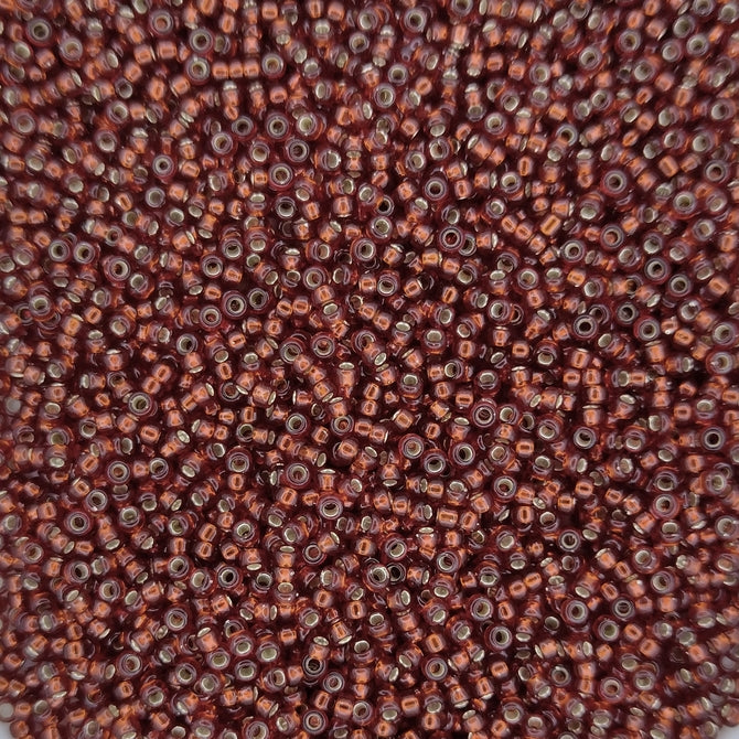 0011D - 5g Size 15/0 Miyuki seed beads in Silver lined Dark Ruby
