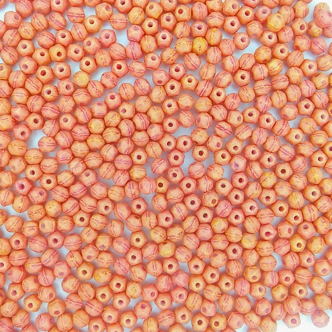 50 x 3mm english cut beads in Pacifica Watermelon