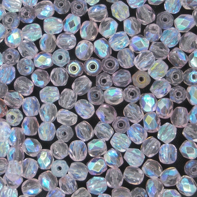 50 x 4mm faceted beads in Pale Pink AB