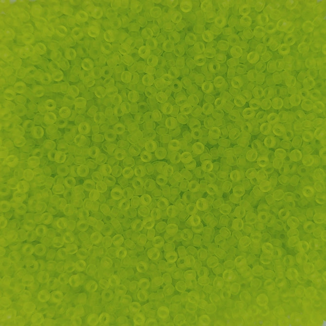 0143F - 5g Size 15/0 Miyuki seed beads in Matt Transparent Chartreuse