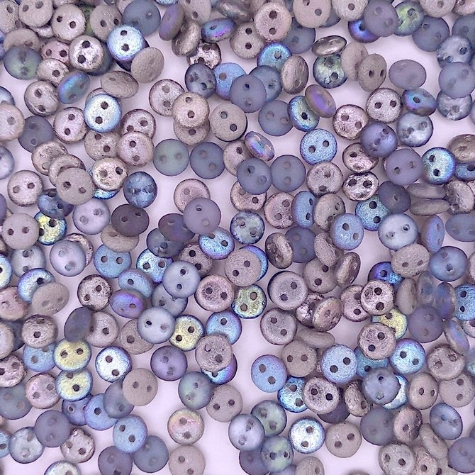 25 x two hole lentils in Etched Graphite Rainbow