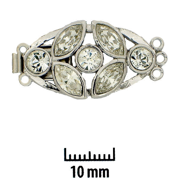 Claspgarten Silver clasp with 3 rows 14131 - 27x16mm
