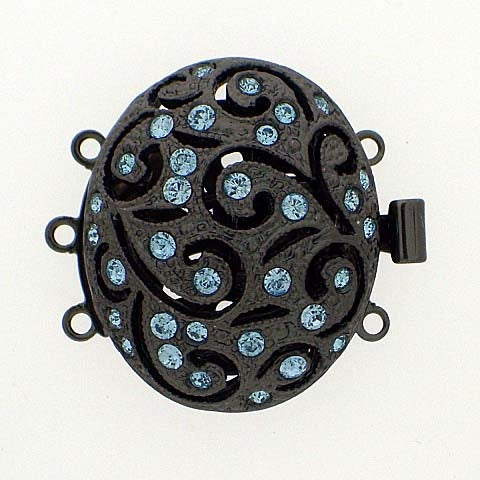 Claspgarten Ruthenium clasp with 3 rows 14277 - 28x19mm