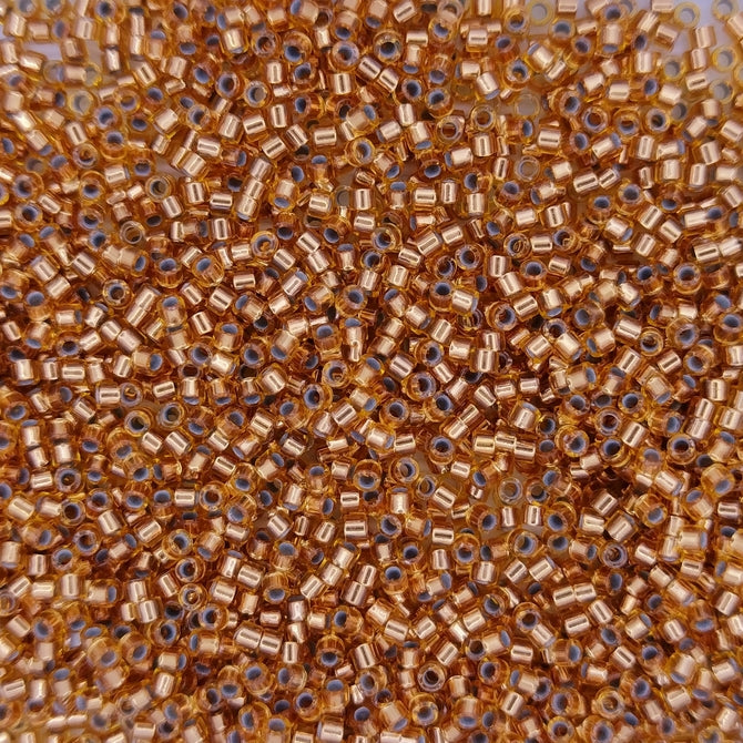 DB0181 - 1g Size 11/0 delicas in Copper lined Pale Amber