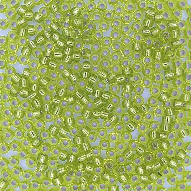 0014 - 10g Size 8/0 Miyuki seed beads in Silver lined Chartreuse