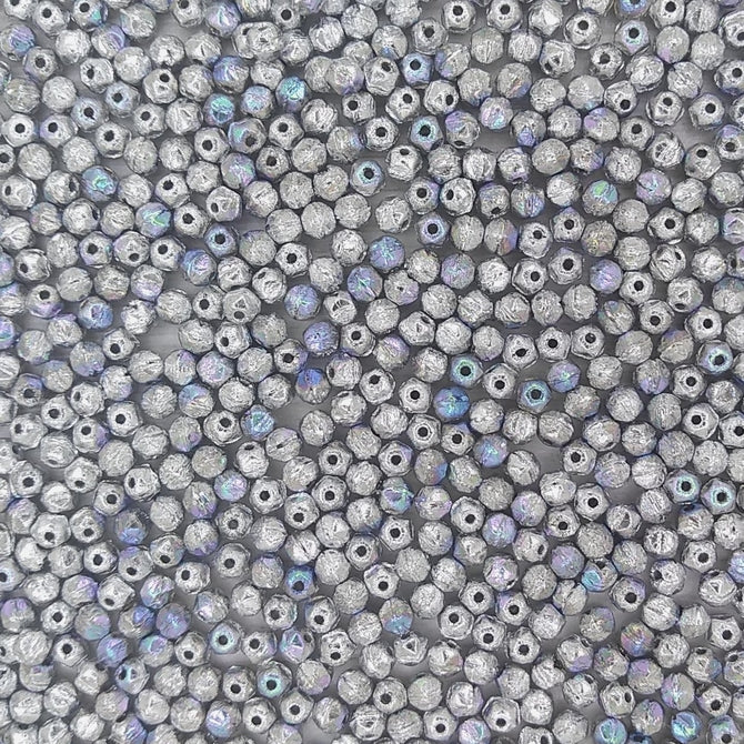 50 x 3.5mm english cut beads in Glittery Silver