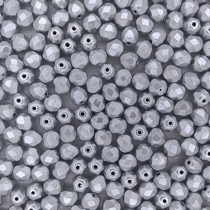50 x 6mm faceted beads in Aluminium Silver